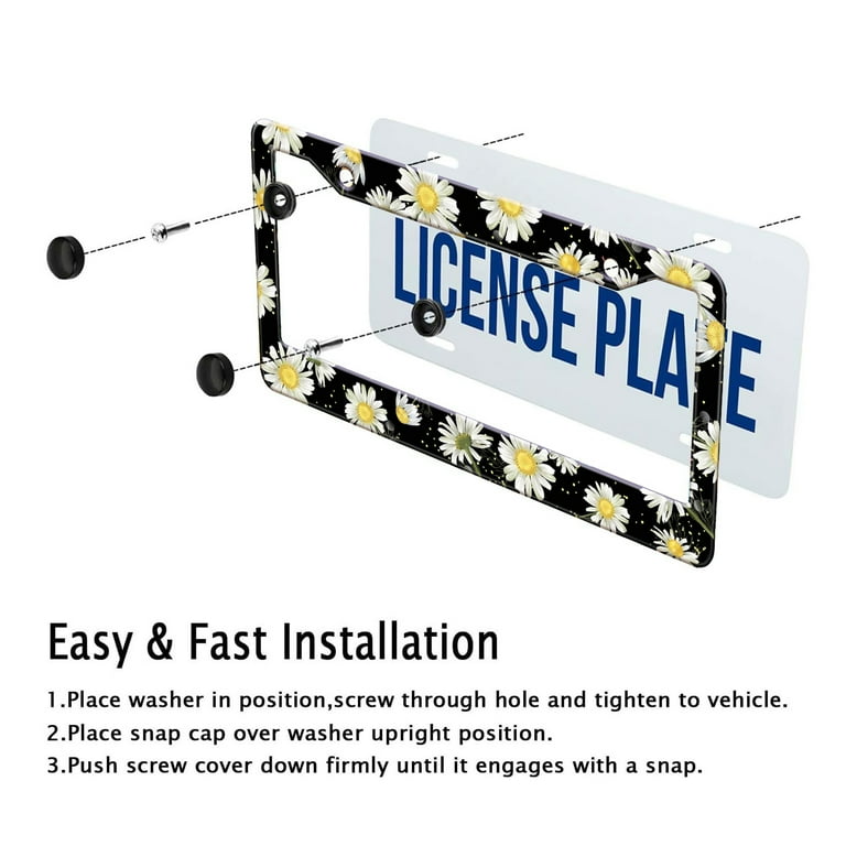 Personalized License Plate Frame Metal Aluminum Cute Blue Butterflies License Plate Cover Car Tag Holder With 4 Holes And Screws For Women Men Auto Decoration For USA Canada Vehicles Standard (12"x6