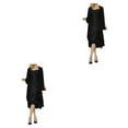 thumbnail image 2 of stanreset 1/2/3 Sequin Dress Two-Piece Cardigan Lace Attractive Set Beach Prom Washable Elasticity Softness Multicolored Solid Color Black/3XL 2PCS, 2 of 6