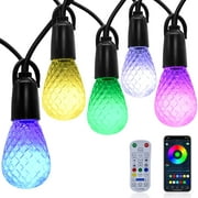 50FT Smart LED Outdoor String Lights, IP65 Shatterproof RGB Patio Lights with APP/Remote Control, Multi-Color S14 LED Bulbs, Waterproof Hanging Lights String for Outside Backyard Garden Party