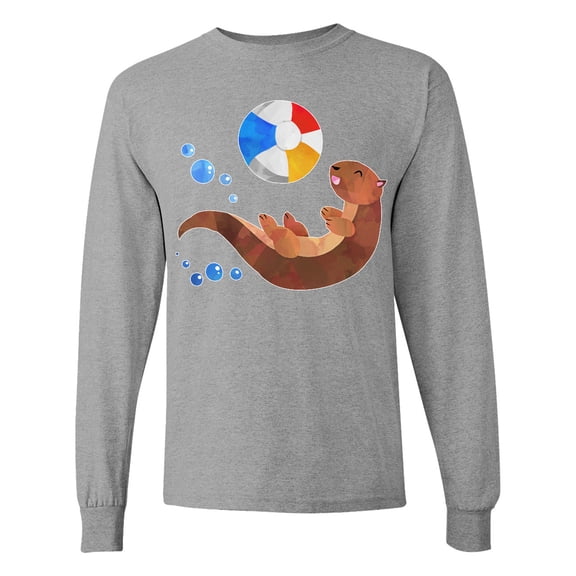Inktastic Cute Otter and Beachball Long Sleeve T-Shirt