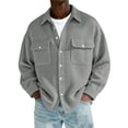 thumbnail image 2 of Top Abrigo Hombres Color Sólido Manga Larga Botón Cuello Moda Casual Verano Al Aire Libre Diario, 2 of 7