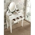 thumbnail image 4 of Roundhill Furniture Ashley Wood Make-Up Vanity Table and Stool Set, White, 4 of 9