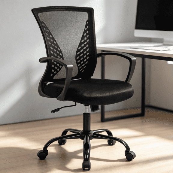 XF XINFENG Office Computer Chair Mesh Task Chair Ergonomic Mid-Back Chair with Lumbar Support, Black