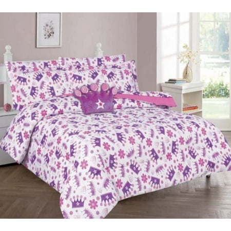Twin Crown Girls Bedding Set Beautiful Microfiber Comforter With