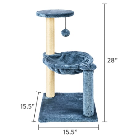 VIBRANT LIFE 3-LEVEL CAT TOWER WITH HAMMOCK AND SISAL POST, 26.7 INCH, BLUE