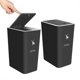 thumbnail image 1 of 2 Pack 4 Gallons/15 Liters Garbage Can with Press Top, Dog Proof, Plastic Waste Basket for Bathroom|Kitchen|Bedroom|Office|Living Room(Black), 1 of 4