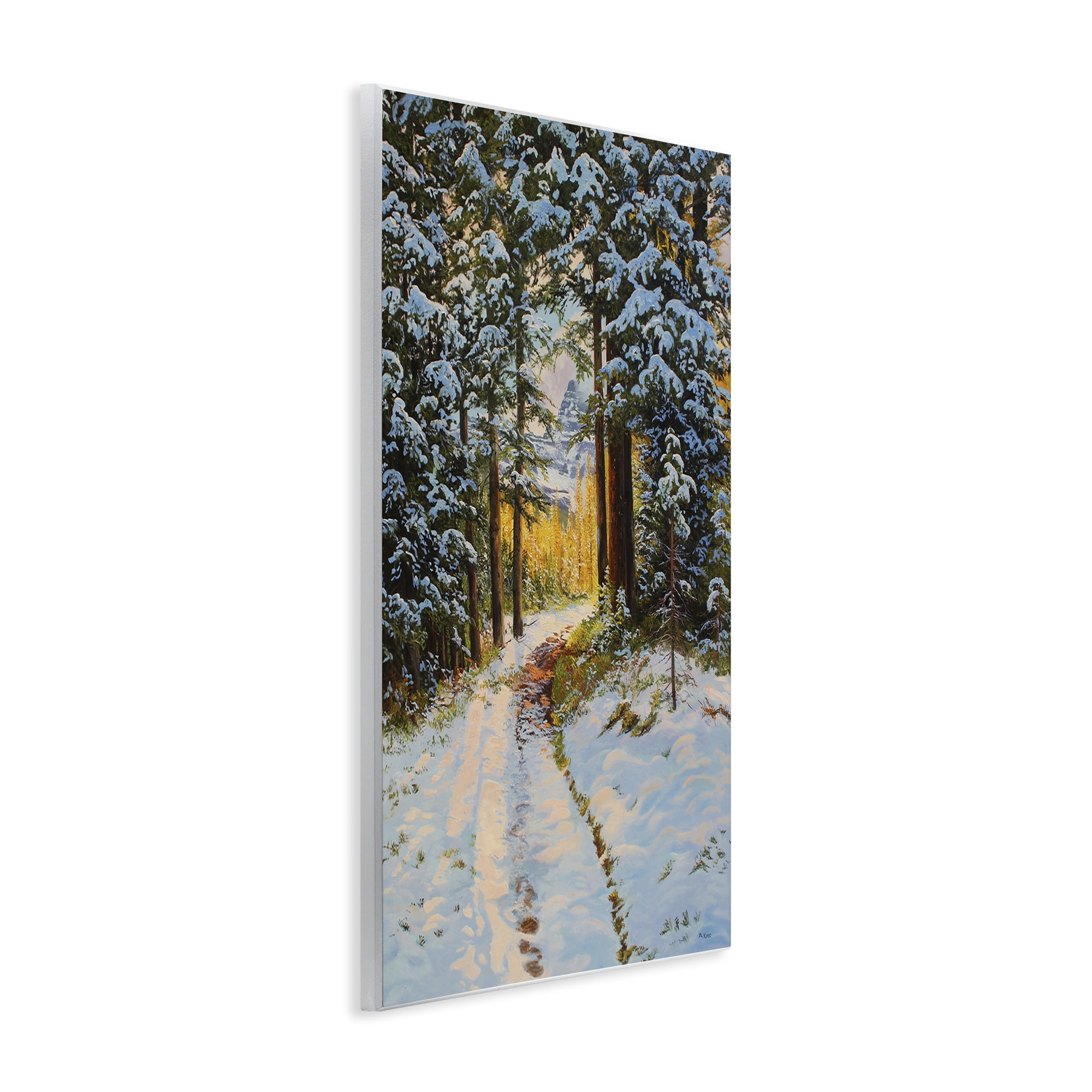 Stupell Industries Snowy Forest Trail Landscape & Nature Painting Unframed Art Print Wall Art, 10 x 15
