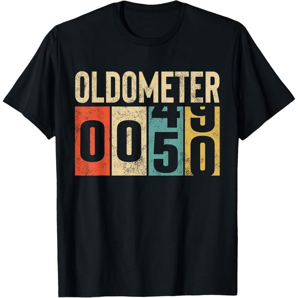 Camiseta divertida de 50 años de edad, oldómetro vintage de 50 años