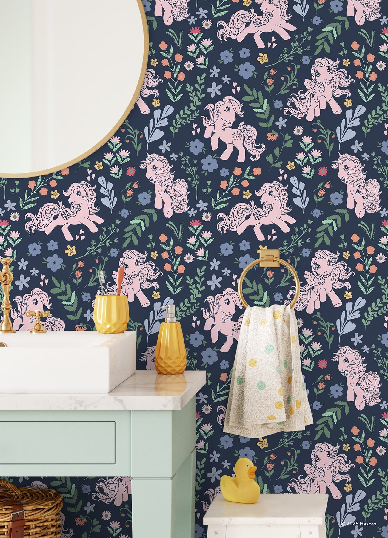 RoomMates My Little Pony Retro Floral Blue Peel and Stick Wallpaper