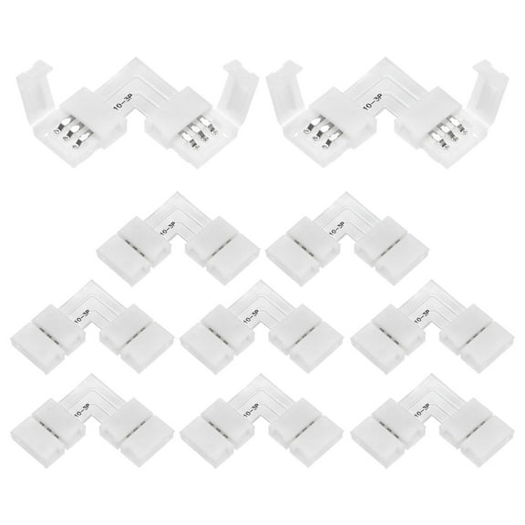 Uxcell 10-Pack 3-Pin 10mm LED Strip Lights Connectors L Shape for 5050 2835 Strip Light DIY Lighting [White]
