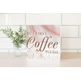 thumbnail image 2 of First Coffee Please Pink Shells 10 x 10 Wood Tabletop Sign Plaque, 2 of 4