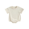 thumbnail image 2 of Baby Boys Girls Summer Romper, Short Sleeve Solid Color Bodysuit Newborn Clothes, 2 of 10