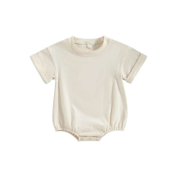 ZINTAOZT Baby Boys Girls Summer Bubble Romper Infant Short Sleeve Oversized Plain T-Shirt Bodysuit Cotton Blend Clothes