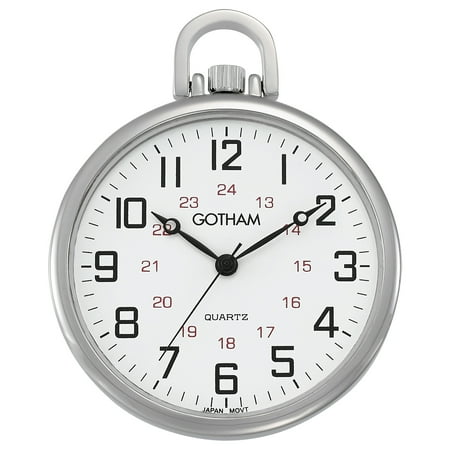 Tone Analog Pocket Watch - Men's Railroad Open Face Silver-Tone Analog Quartz Pocket Watch with Chain # GWC15026S