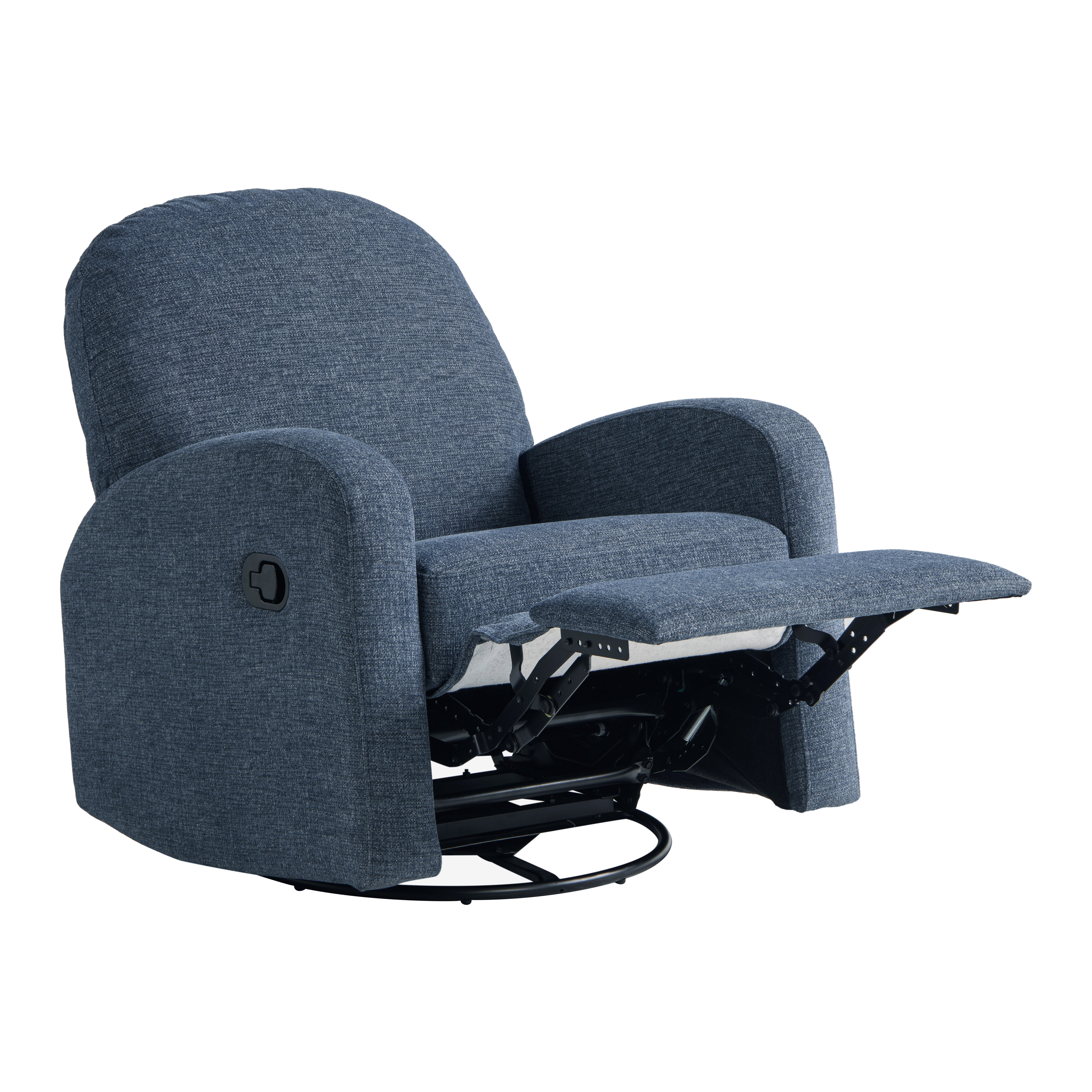 Relax-A-Lounger Pearson Modern Swivel Recliner, Blue Fabric