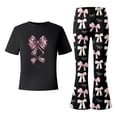 thumbnail image 4 of Tiijoy Big Girls Valentine's Day Outfits Bow Pattern Short Sleeve T-Shirt Flared Pants Set, Sizes 9-10, 4 of 4