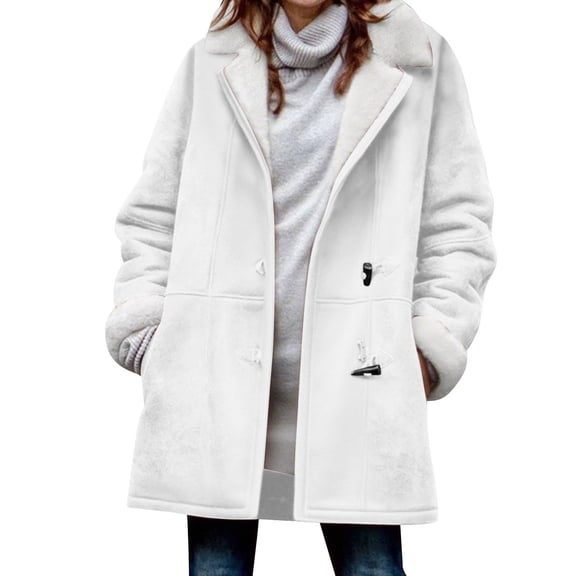 Plus Size Winter Coats for Women Warm Sherpa Fleece Lined Hooded Parka Faux Suede Pea Coat Casual Outerwear