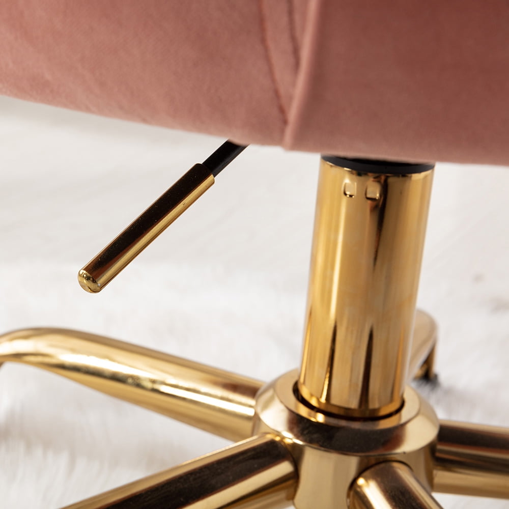 Kepooman Modern Adjustable Swivel Velvet Shell Chairs with Golden Base & Armrest, Nude Pink Kepooman Modern Adjustable Swivel Velvet Shell Chairs with Golden Base & Armrest, Nude Pink
