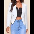 thumbnail image 4 of Blazer Corto para Mujer, Chaqueta Informal/de Trabajo de Larga con Abertura Frontal y Bolsillos XL, 4 of 8