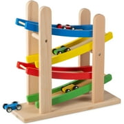 Wooden Car Ramps Race - 4 Level Toy Car Ramp Race Track Includes 4 Wooden Toy Cars - My First Baby Toys - Toddler Race Car Ramp Toy Set Is A Great Gift For Boys and Girls - Play22USA