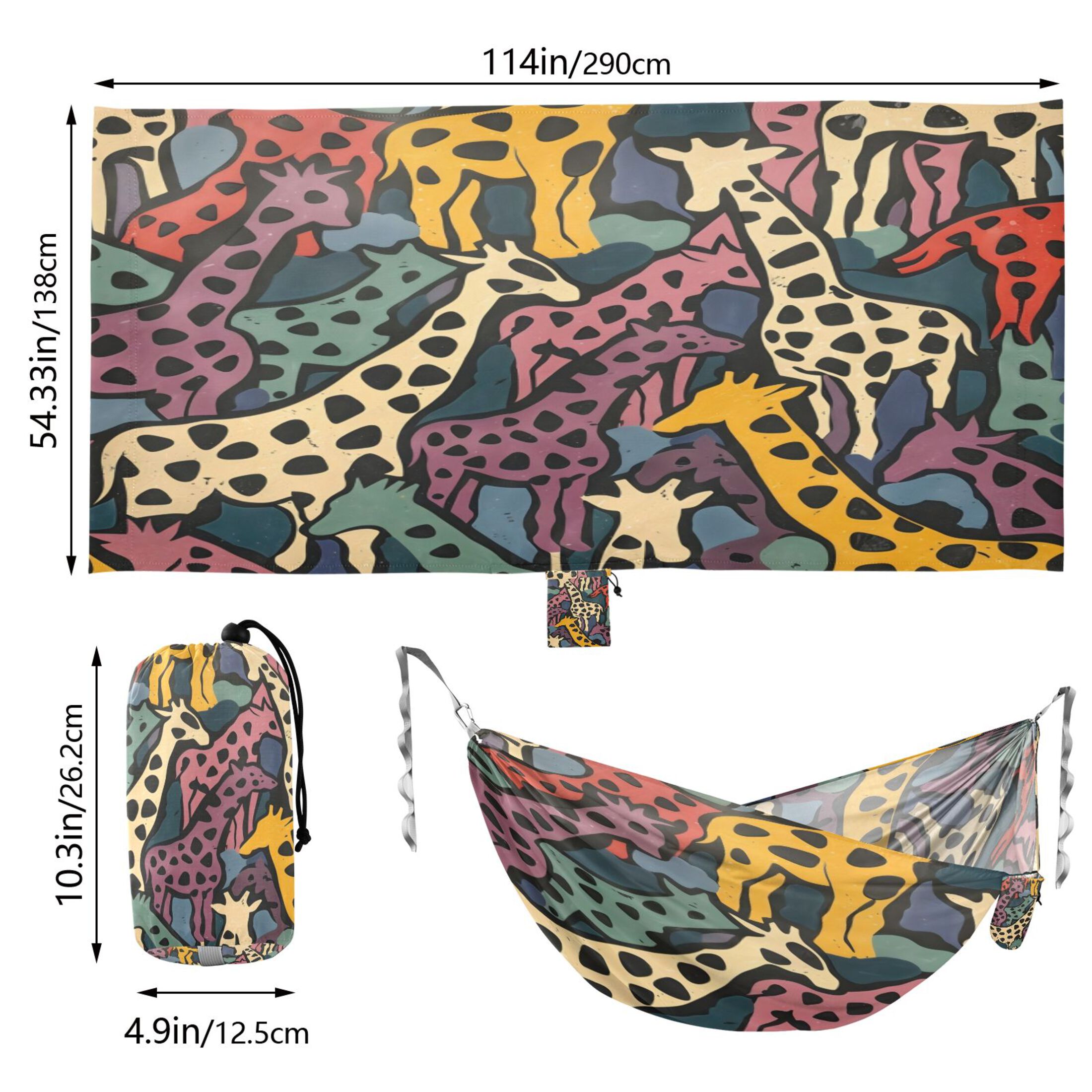 Hammock Camping Hammock Nylon Portable Hammock Travel Camping Hammock Colorful Giraffe