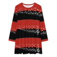 thumbnail image 2 of Musical Notes Red And Black Background Loose Dress Evening Dress Summer Dresses for Women Luxury Dress Long Sleeved Dress, 2 of 4