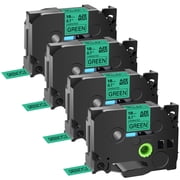 GREENCYCLE 4PK Compatible for Brother Black on Green 18mm 8m TZ TZe TZe-741 TZ-741 TZe741 TZ741 Laminated Label Tape use in PT-1830 PT-1880 PT-1900 PT-2030 PT-2730 Label Maker