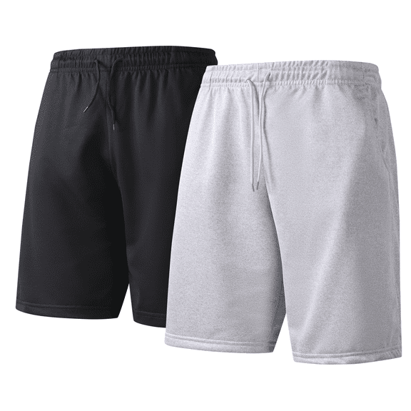 LSYTQRW Men's 2-Pack Athletic Gym Shorts Workout Running Hiking Casual Activewear Gray/Black M