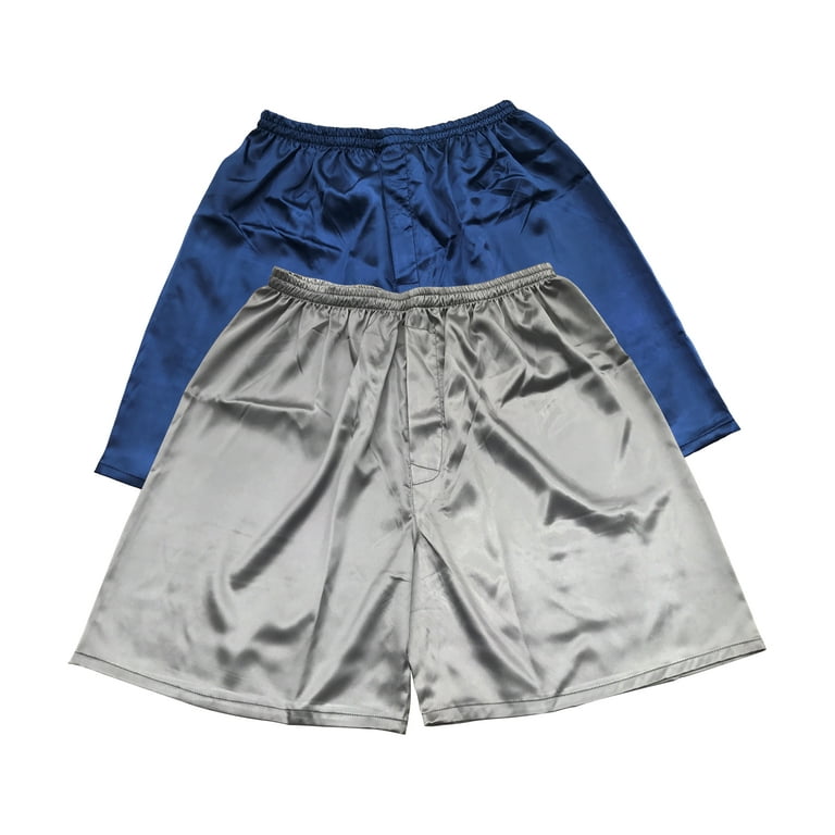 Men's Satin Boxers Shorts Underwear Pack of 2-Navy Blue+Gray – Tony &  Candice