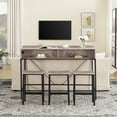 thumbnail image 3 of 4 Piece Bar Table Set with Power Outlet and LED Light, Counter Height Table with 3 Stools,Industrial Style Console Table Set for Living Room, Dining Room, Game Room,Gray, 3 of 12