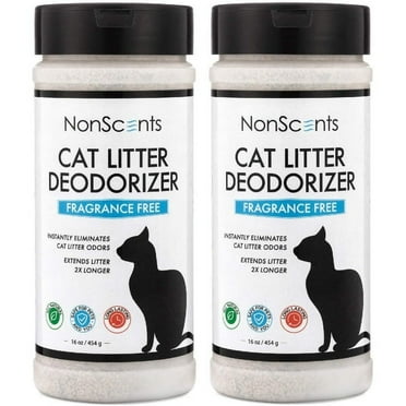 NonScents Cat Litter Deodorizer (2-Pack) – Litter Box Odor Eliminator – Fragrance Free – Longer Kitty Litter Life