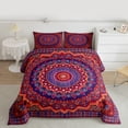 thumbnail image 2 of Manfei Bohemian Mandala Queen Comforter Set 3 Pieces for Girls Women, Hippie Floral Flower Bedding Sets, Red Purple Bedding Comforter Set, Luxury Bedroom Decor, 2 of 8