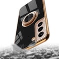 thumbnail image 5 of for Samsung Galaxy S22 Case with Screen Protector & Camera Lens Protector, Built-in 360° Rotation Ring Magnetic Stand, Luxury Shiny Plating Edge Shockproof Protective Cover (Black/Golden), 5 of 14