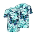 thumbnail image 6 of Rocae Blue Floral with Butterflies for Breathable Men's Baseball T-Shirt Fashionable Casual Baseball Jersey, Moisture-wicking Sportswear Medium, 6 of 9