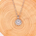 thumbnail image 4 of Platinum Plated Daisy Flower Necklace Charm Round Cubic Zirconia Sunflower Pendant Choker Necklaces for Women Y900-Silver color, 4 of 7