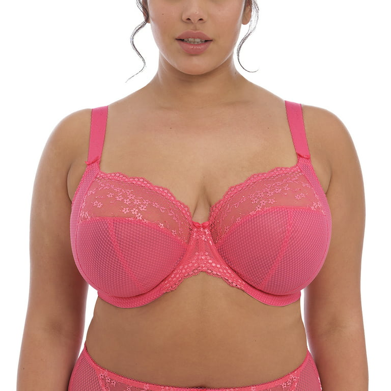 Elomi Charley Banded Stretch Lace Plunge Underwire Bra  (4382),32J,Honeysuckle