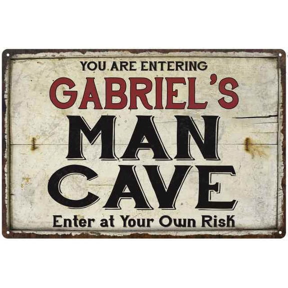 GABRIEL'S Man Cave Sign Rustic 8 x 12 High Gloss Metal 208120035223
