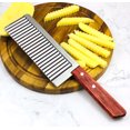 thumbnail image 4 of Eoozwa Crinkle Cutting Tool French Fry Slicer Stainless Steel Blade Wooden Handle Vegetable Salad Chopping Knife for Chopping Veggies, Cutting Fruit, Potato, Soap, Waffle Fries, 4 of 6