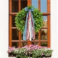 thumbnail image 6 of Boxwood Wreath with Bow, Red/White/Blue, 4th of July Independence Day Farmhouse Wall Porch Decor, 6 of 8