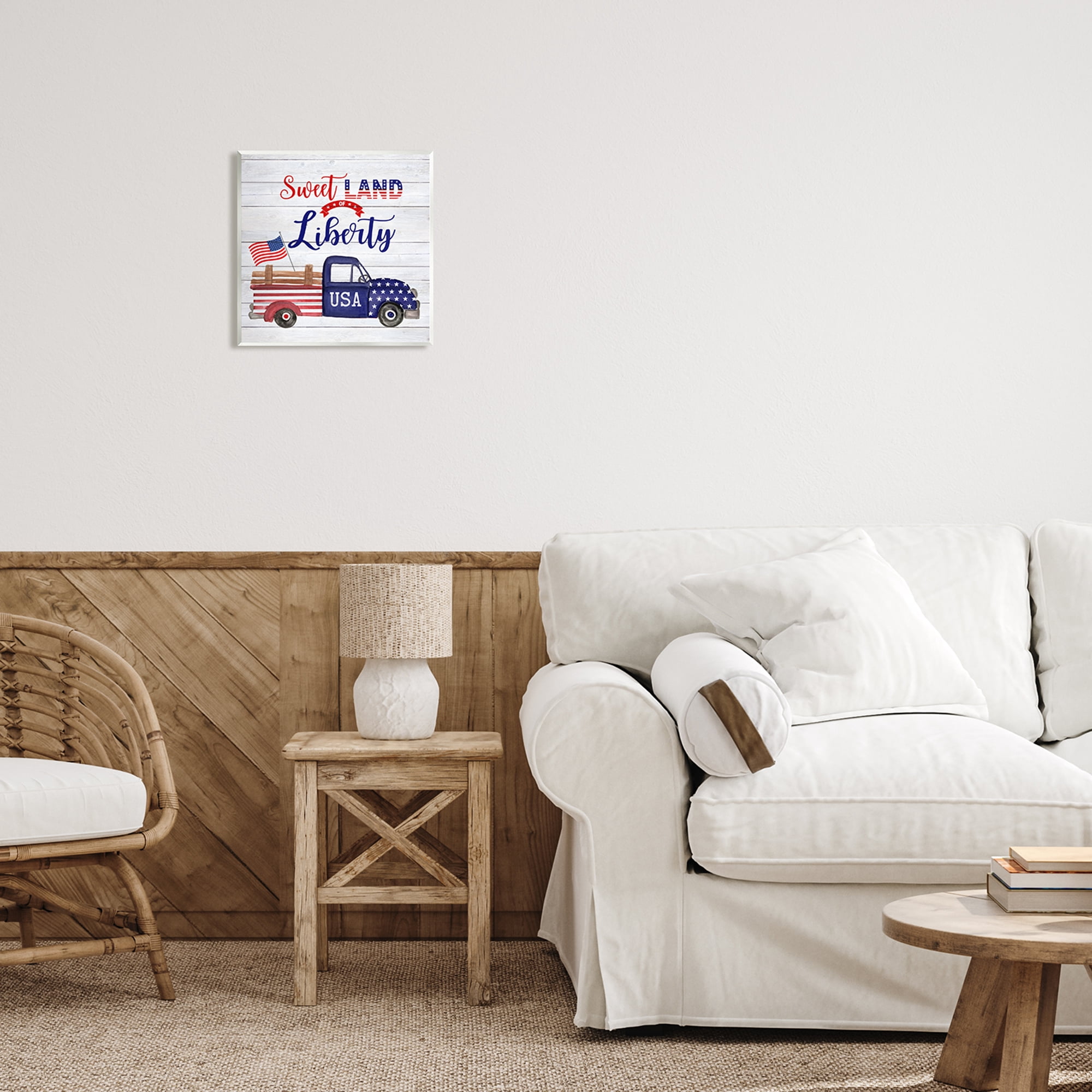 Stupell Industries Country Liberty Phrase Holiday Painting Unframed Art Print Wall Art, 12 x 12