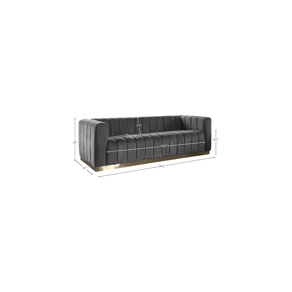Meridian Furniture Marlon Gray Velvet Sofa