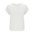 thumbnail image 4 of ECZHAW Womens Blouses Summer Casual Short Sleeve Tops Basic Textured Solid Color Round Neck T Shirts Blouse,, 4 of 6