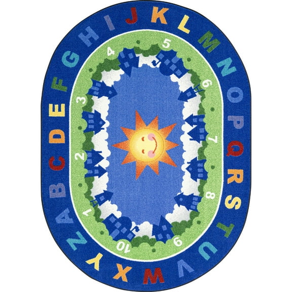 Joy Carpets Beautiful Day for Learning 7'8" x 10'9" Oval Indoor Area Rug in Color Multi