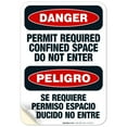 thumbnail image 1 of Permit Required Confined Space Do Not Enter Bilingual Sign, OSHA Danger Sign, 10x7 Vinyl Sticker, 1 of 1