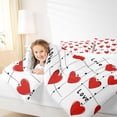 thumbnail image 4 of Homewish Cartoon Heart Pattern Queen Comforter Set,Kawaii 3D Loves Bedding Sets,Red White Bedding Comforter Set For Girls Teens,Microfiber Bedroom Decor,3-Piece, 4 of 8