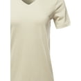 thumbnail image 4 of A2Y Women's Basic Solid Premium Cotton Short Sleeve V-neck T Shirt Tee Tops Bone 2XL, 4 of 6