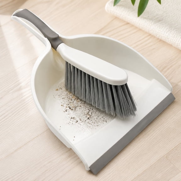 1PCS Hand Broom and Dustpan Set for Home, Handheld Angled Dust Pans and Brooms are Daily Cleaning Tools.Beige Brown