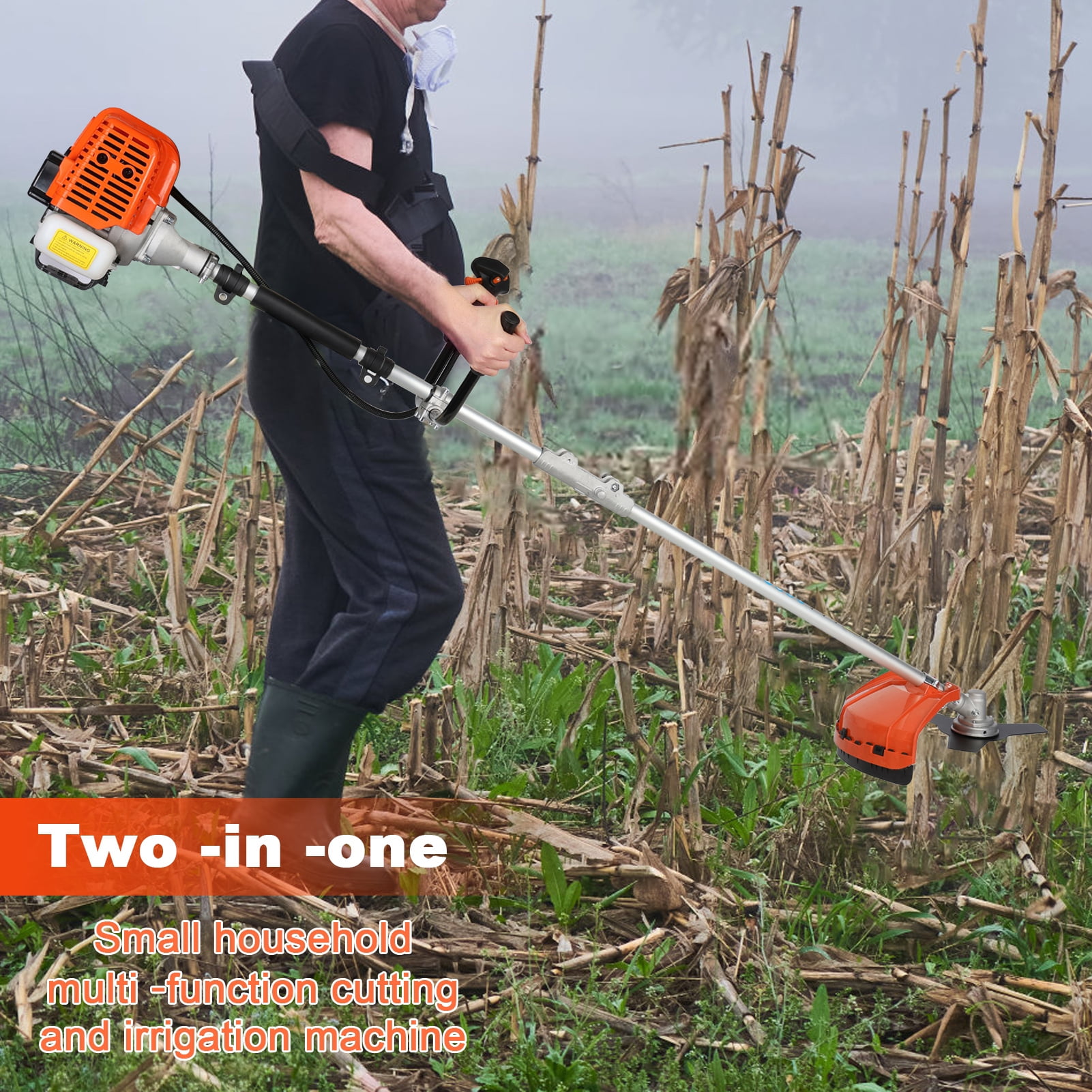 Zksm 52cc 2-Cycle Gas Weed Wacker, 3 in 1 String Trimmer/Edger/Brush Cutter, Weed Eater Gas Powered with Shoulder Strap for Garden Yard Lawn