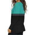 thumbnail image 5 of Fengqque Long Sleeve Color Blocking Shirts for Women V Neck T Shirts Slim Fit Tunic Tops Fashion Clothing Black S(S), 5 of 7