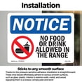 thumbnail image 3 of No Food Or Drink Allowed In The Range With Symbol OSHA Notice Vinyl Decal Label 24 Inch x 18 Inch - 10 Pack, 3 of 6